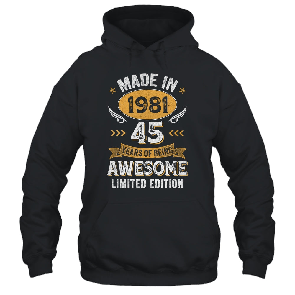 Vintage 1981 45 Years Old Birthday 45th Birthday Men Women Shirt & Hoodie | siriusteestore