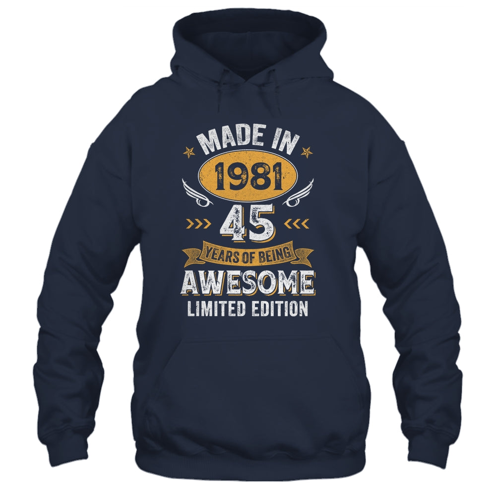 Vintage 1981 45 Years Old Birthday 45th Birthday Men Women Shirt & Hoodie | siriusteestore