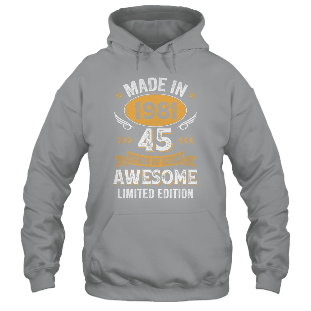 Vintage 1981 45 Years Old Birthday 45th Birthday Men Women Shirt & Hoodie | siriusteestore