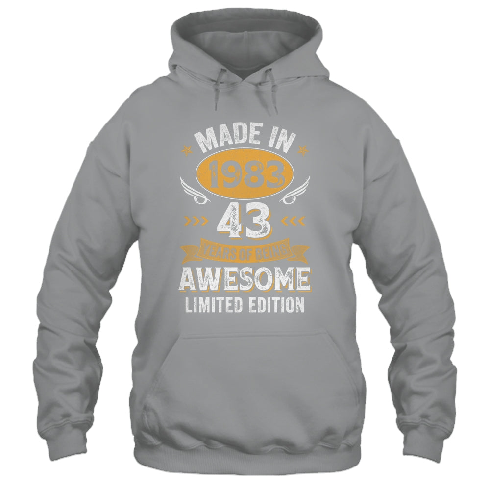 Vintage 1983 43 Years Old Birthday 43rd Birthday Men Women Shirt & Hoodie | siriusteestore