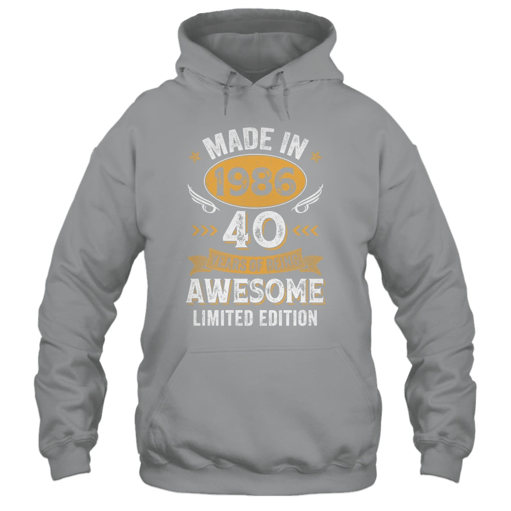 Vintage 1986 40 Years Old Birthday 40th Birthday Men Women Shirt & Hoodie | siriusteestore