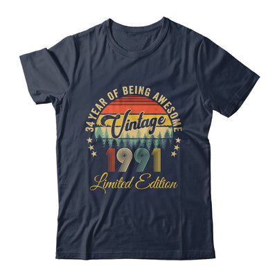 Vintage 1991 Limited Edition 34 Year Old 34th Birthday Shirt & Hoodie | siriusteestore