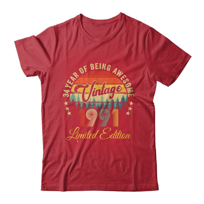 Vintage 1991 Limited Edition 34 Year Old 34th Birthday Shirt & Hoodie | siriusteestore