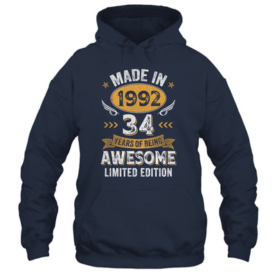 Vintage 1992 34 Years Old Birthday 34th Birthday Men Women Shirt & Hoodie | siriusteestore