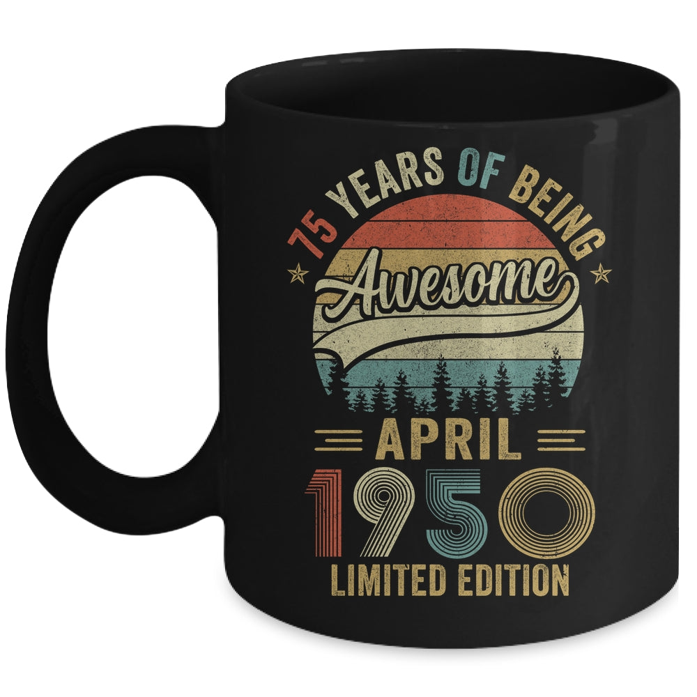 Vintage April 1950 75 Year Old 75th Birthday Men Women Mug | siriusteestore