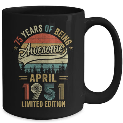 Vintage April 1951 75 Years Old 75th Birthday Men Women Mug | siriusteestore