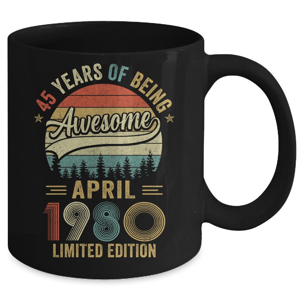Vintage April 1980 45 Year Old 45th Birthday Men Women Mug | siriusteestore
