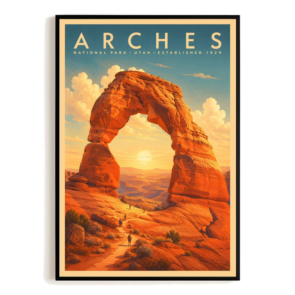Vintage Arches National Park Poster Utah Delicate Arch Wall Art Print Landscape Painting Travel Souvenir Decor For Home Living Room Bedroom Office Dorm Unframed | siriusteestore