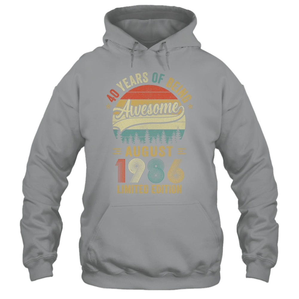 Vintage August 1986 40 Years Old 40th Birthday Men Women Shirt & Hoodie | siriusteestore
