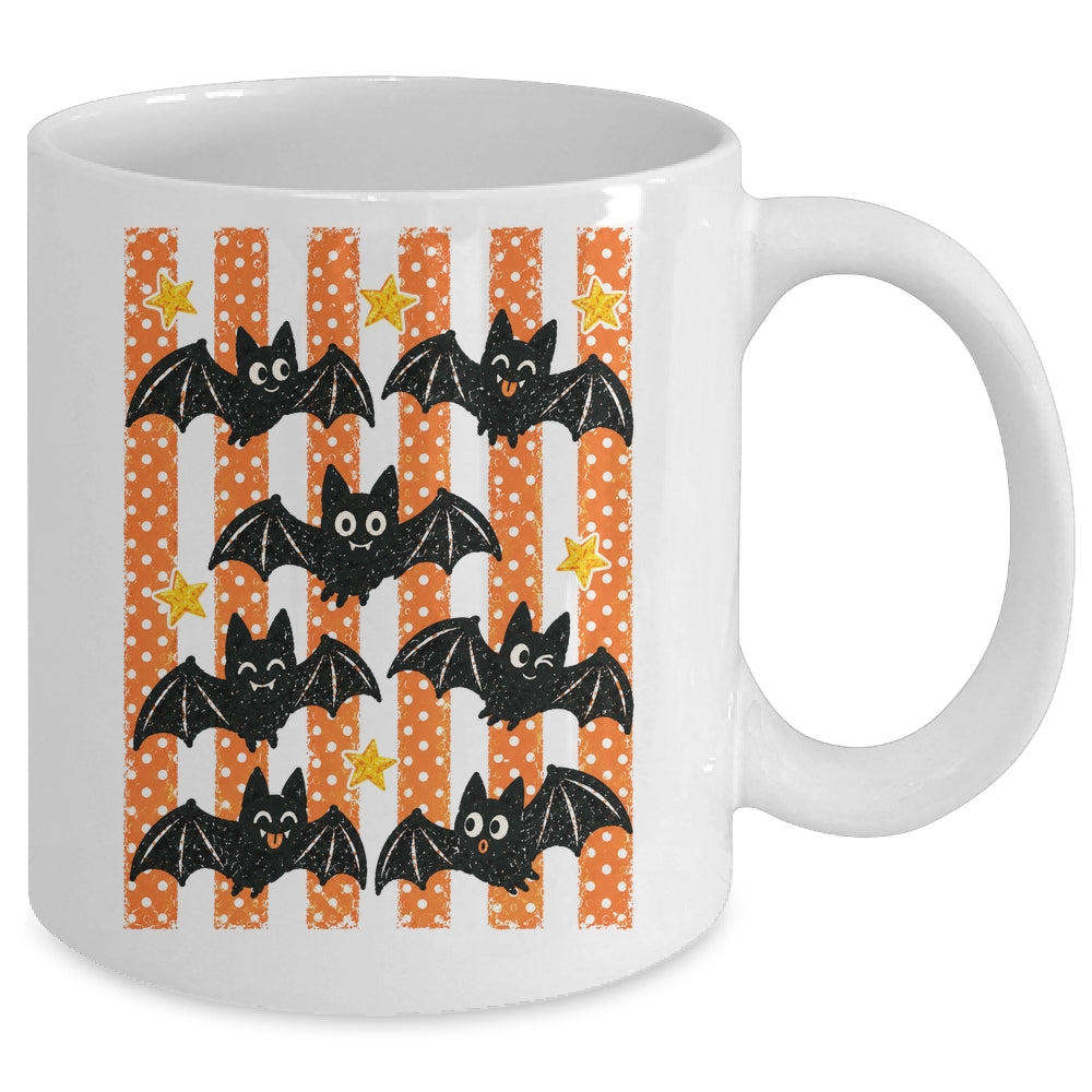 Vintage Bat Halloween Stripes Fall Spooky Season Graphic Mug | siriusteestore