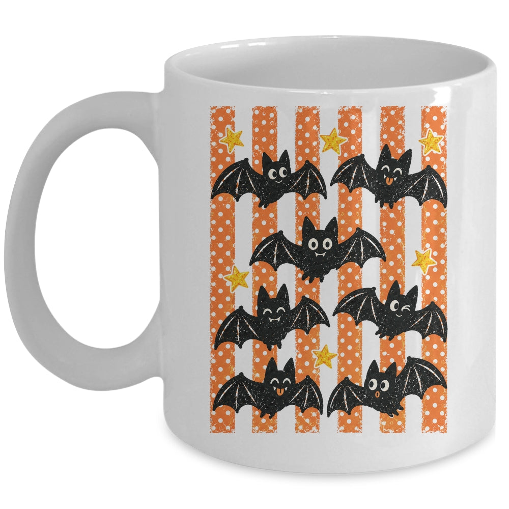 Vintage Bat Halloween Stripes Fall Spooky Season Graphic Mug | siriusteestore
