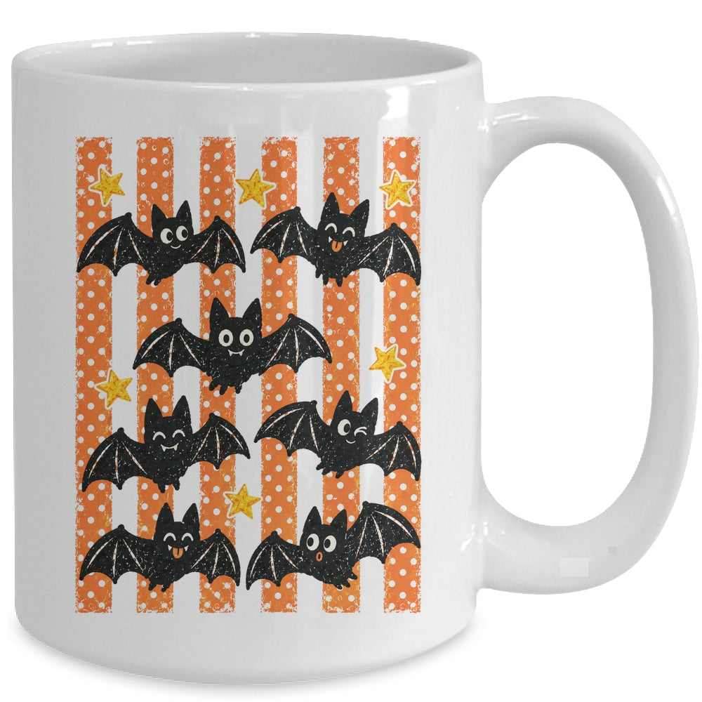 Vintage Bat Halloween Stripes Fall Spooky Season Graphic Mug | siriusteestore