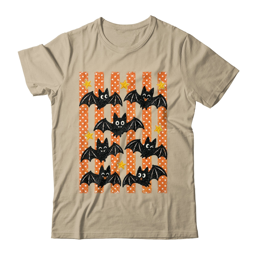 Vintage Bat Halloween Stripes Fall Spooky Season Graphic Shirt & Hoodie | siriusteestore