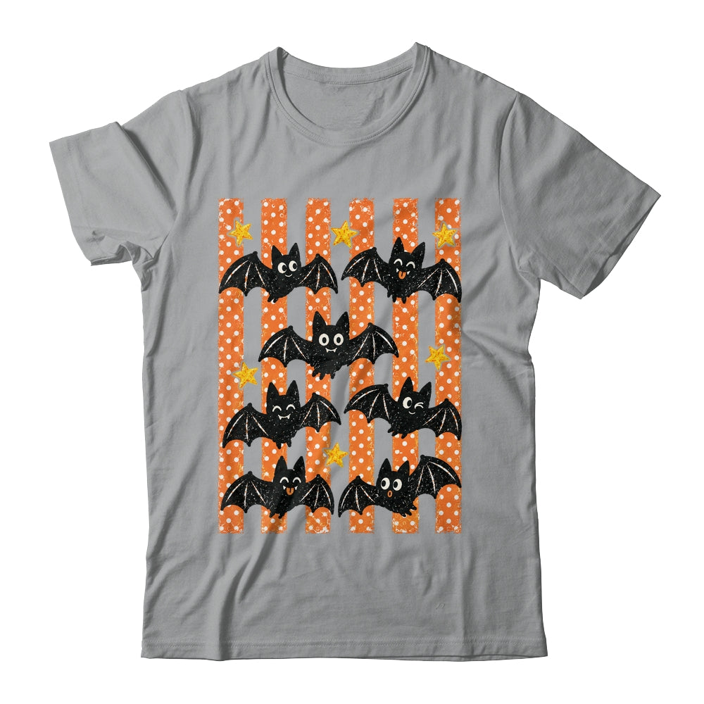 Vintage Bat Halloween Stripes Fall Spooky Season Graphic Shirt & Hoodie | siriusteestore