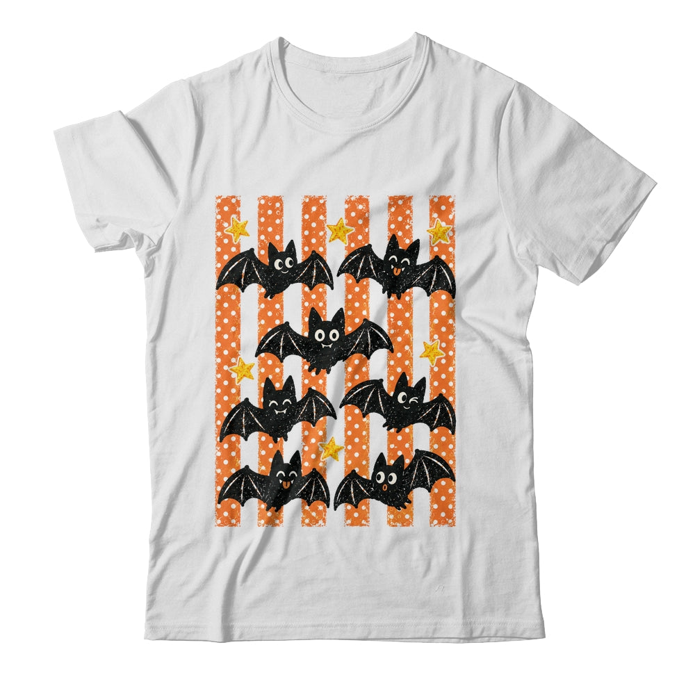 Vintage Bat Halloween Stripes Fall Spooky Season Graphic Shirt & Hoodie | siriusteestore
