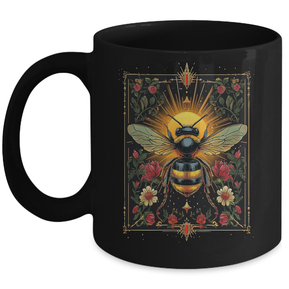 Vintage Bee Tarot Card Floral Bees Cottagecore Aesthetic Mug | siriusteestore