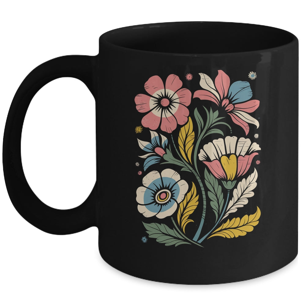 Vintage Boho Wildflower Graphic Art Floral Retro Women Mug | siriusteestore