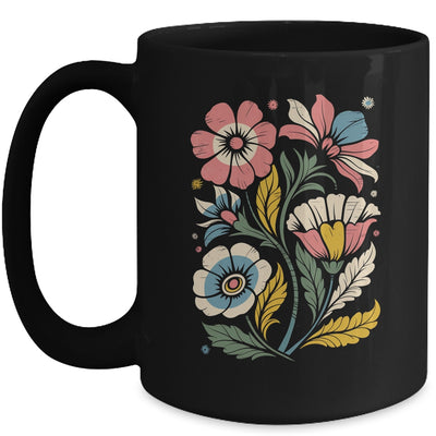 Vintage Boho Wildflower Graphic Art Floral Retro Women Mug | siriusteestore