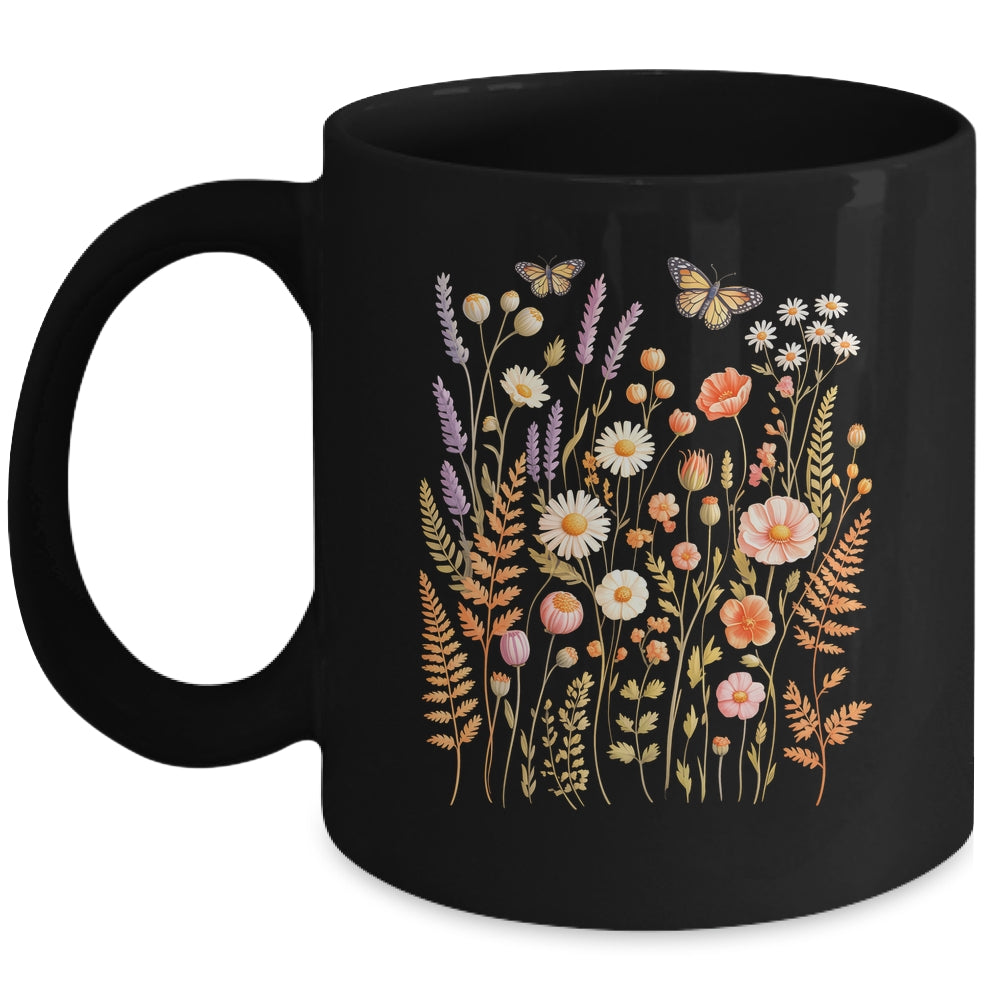 Vintage Butterfly Floral Boho Wildflower Garden Lover Women Mug | siriusteestore