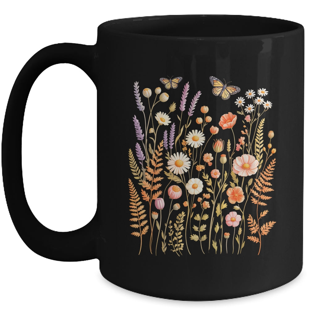Vintage Butterfly Floral Boho Wildflower Garden Lover Women Mug | siriusteestore