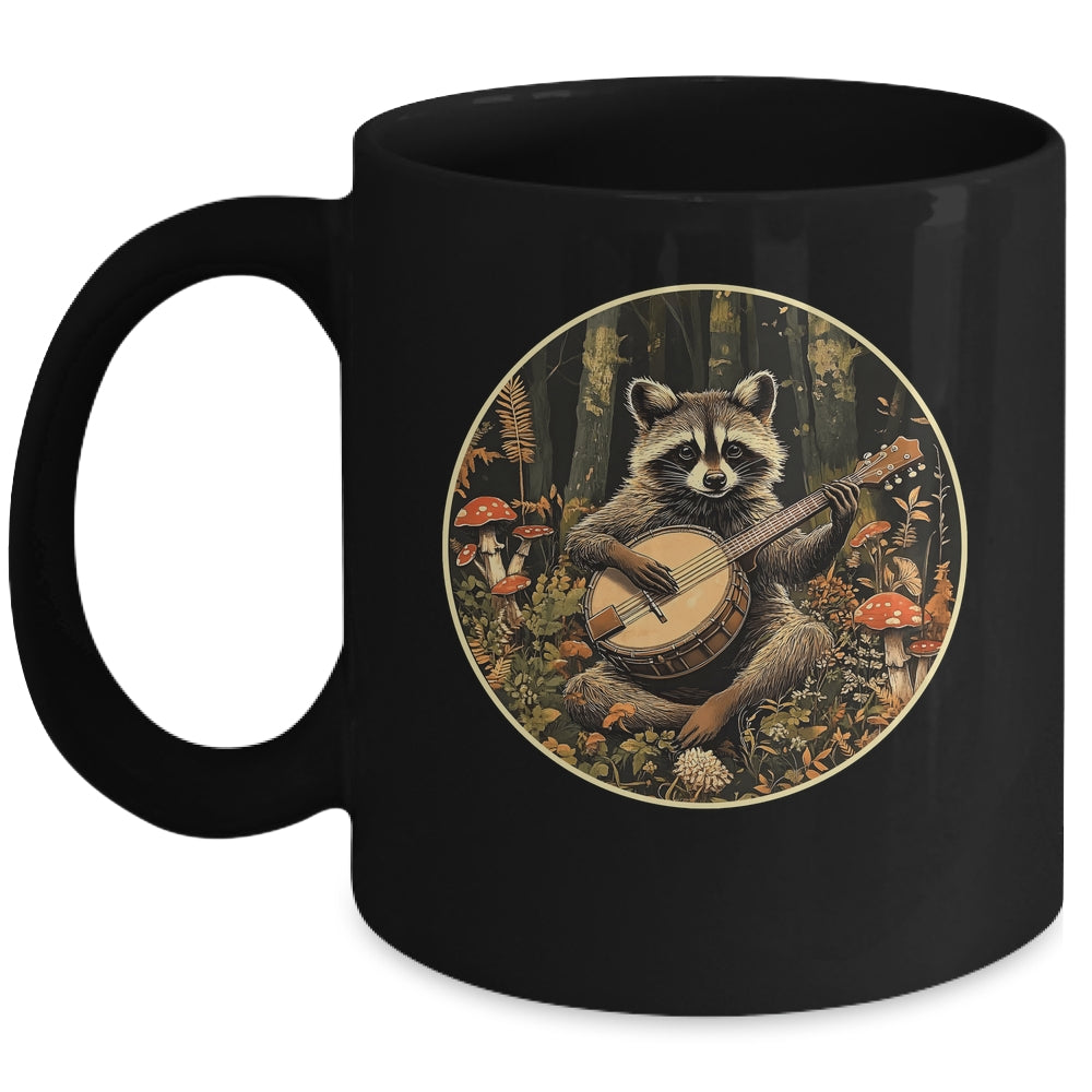 Vintage Cottagecore Aesthetic Raccoon Playing Banjo Racoon Mug | siriusteestore