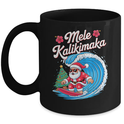 Vintage Cute Mele Kalikimaka Christmas Santa Surfing Costume Mug | siriusteestore