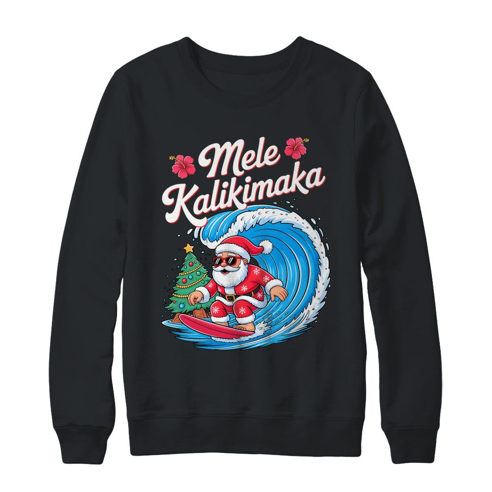 Vintage Cute Mele Kalikimaka Christmas Santa Surfing Costume Shirt & Sweatshirt | siriusteestore
