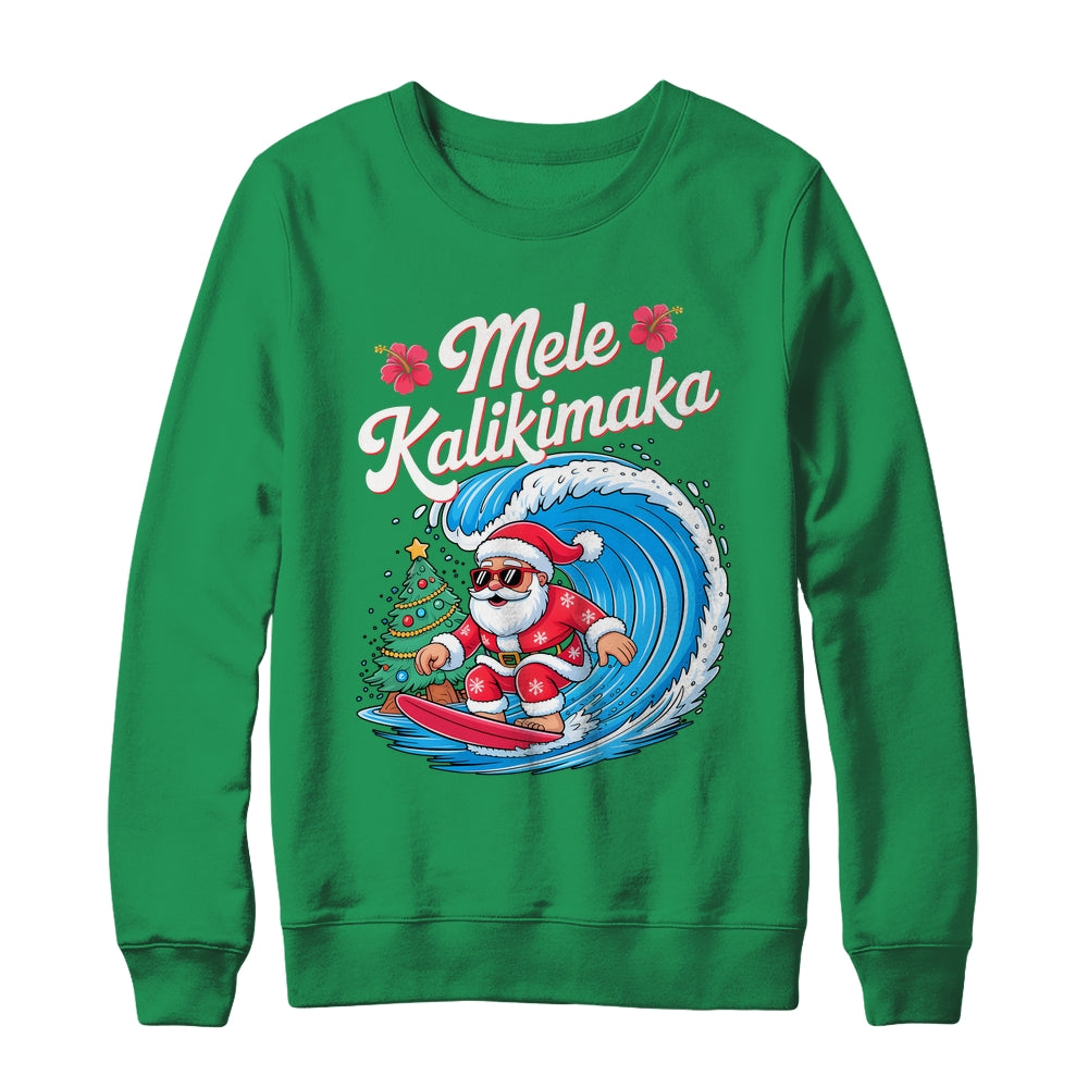 Vintage Cute Mele Kalikimaka Christmas Santa Surfing Costume Shirt & Sweatshirt | siriusteestore