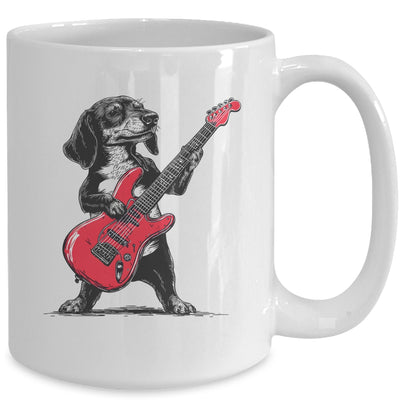 Vintage Dachshund Weenie Playing Guitar Rocking Dog Lover Mug | siriusteestore