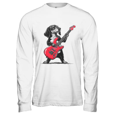 Vintage Dachshund Weenie Playing Guitar Rocking Dog Lover Shirt & Hoodie | siriusteestore