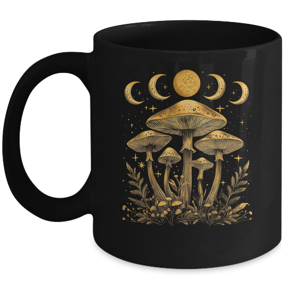 Vintage Dark Mushroom Moon Witchy Aesthetic Cottagecore Mug | siriusteestore