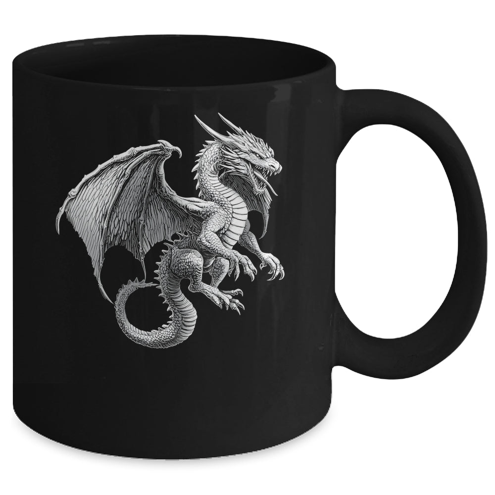 Vintage Dragon Art Silver Dragon Lover Design Men Women Mug | siriusteestore