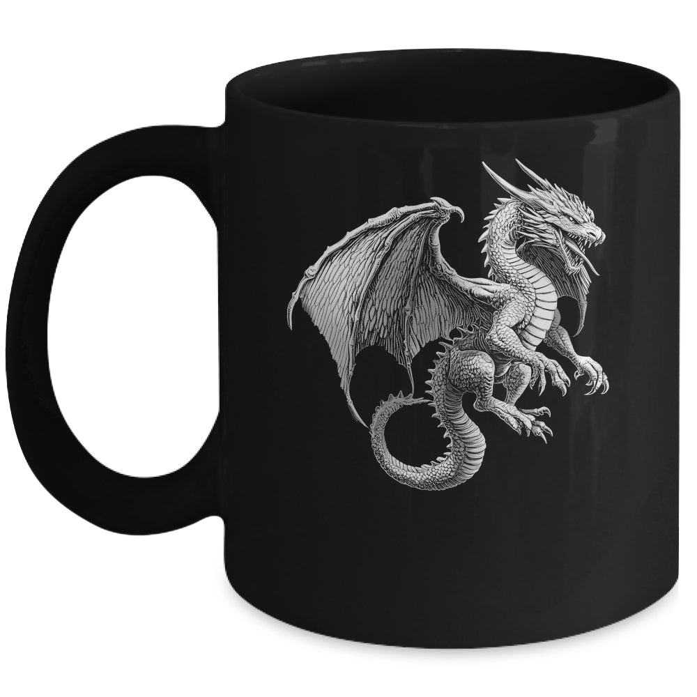 Vintage Dragon Art Silver Dragon Lover Design Men Women Mug | siriusteestore