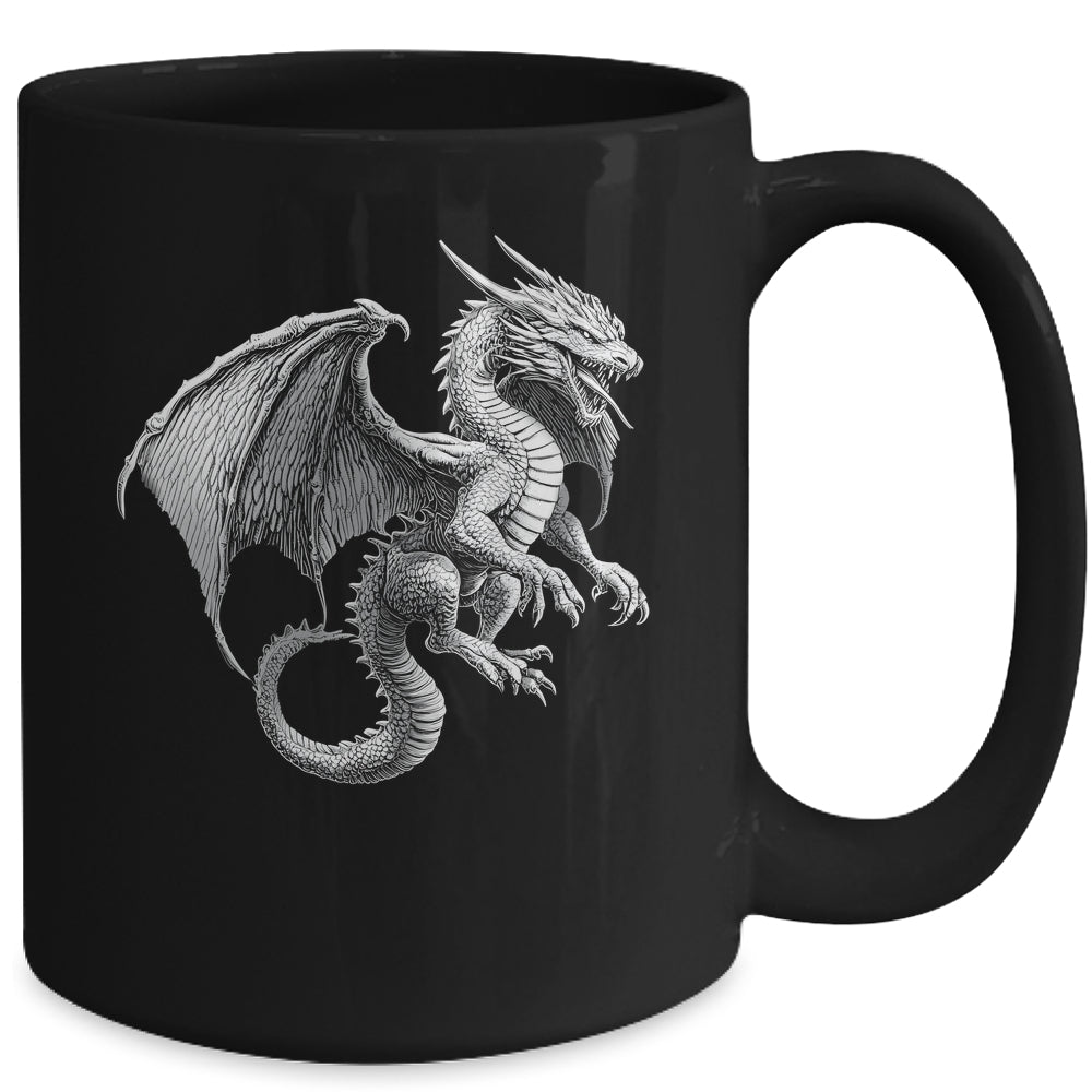 Vintage Dragon Art Silver Dragon Lover Design Men Women Mug | siriusteestore