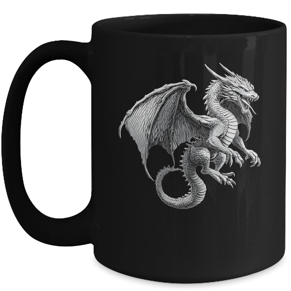 Vintage Dragon Art Silver Dragon Lover Design Men Women Mug | siriusteestore