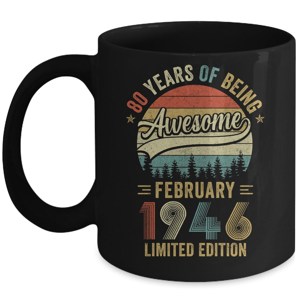 Vintage February 1946 80 Years Old 80th Birthday Men Women Mug | siriusteestore