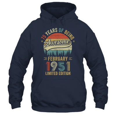 Vintage February 1951 75 Years Old 75th Birthday Men Women Shirt & Hoodie | siriusteestore