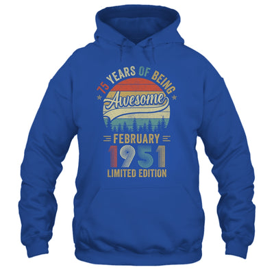 Vintage February 1951 75 Years Old 75th Birthday Men Women Shirt & Hoodie | siriusteestore