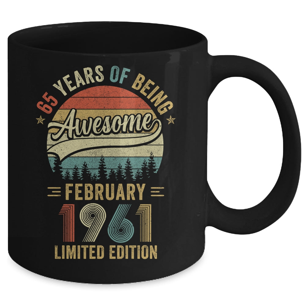 Vintage February 1961 65 Years Old 65th Birthday Men Women Mug | siriusteestore