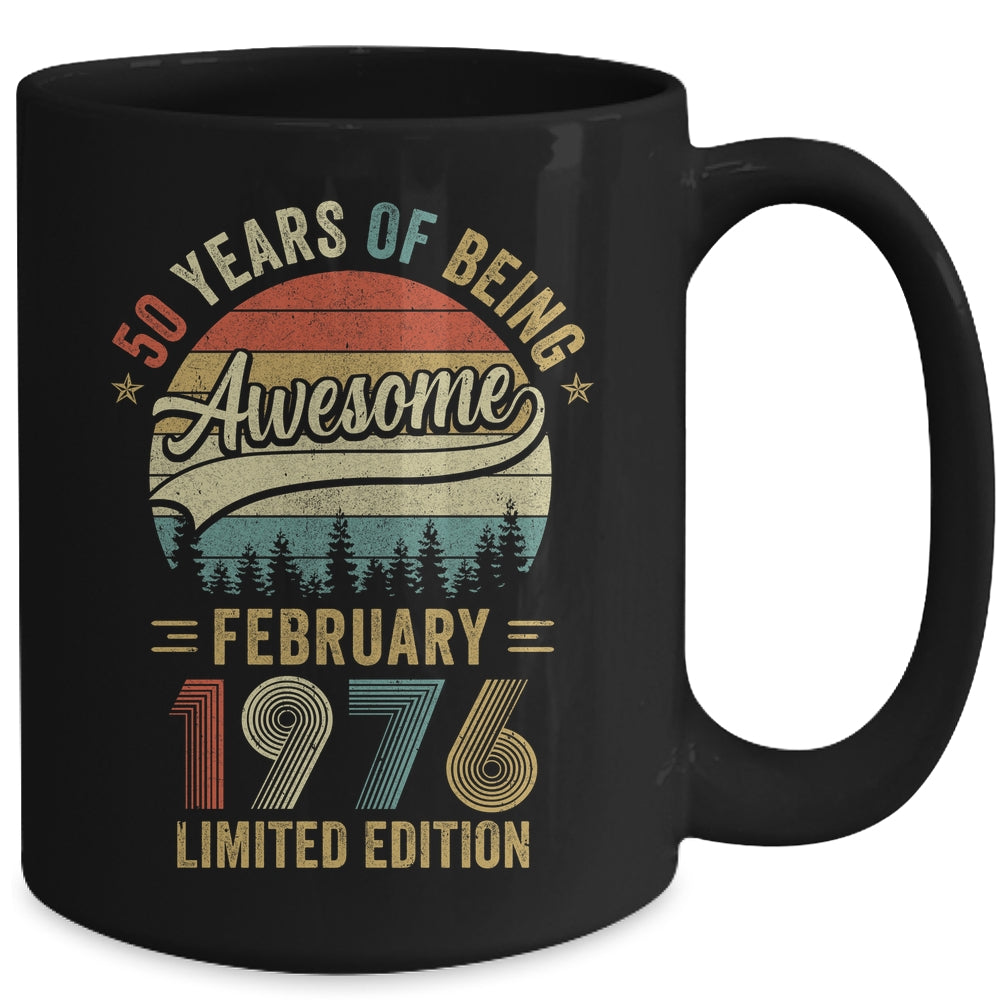 Vintage February 1976 50 Years Old 50th Birthday Men Women Mug | siriusteestore