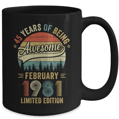 Vintage February 1981 45 Years Old 45th Birthday Men Women Mug | siriusteestore