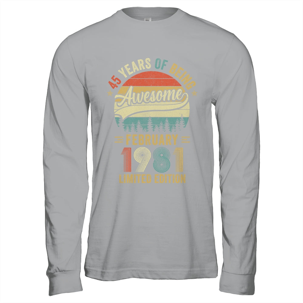 Vintage February 1981 45 Years Old 45th Birthday Men Women Shirt & Hoodie | siriusteestore