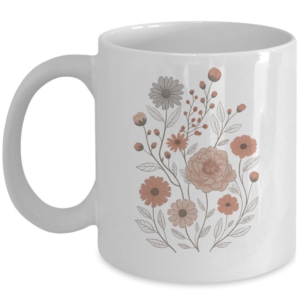 Vintage Flowers Botanical Floral Boho Cottagecore Wildflowers Mug | siriusteestore