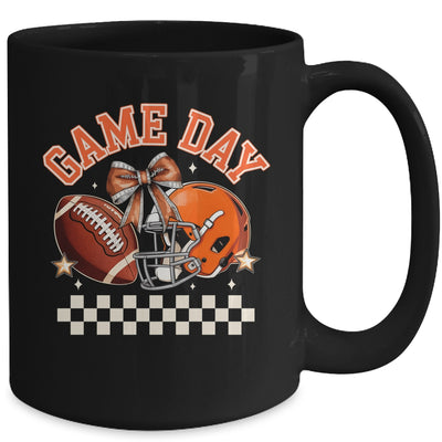 Vintage Football Orange Mom Coquette Bow Game Day Women Girl Mug | siriusteestore