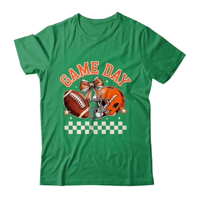 Vintage Football Orange Mom Coquette Bow Game Day Women Girl Shirt & Sweatshirt | siriusteestore