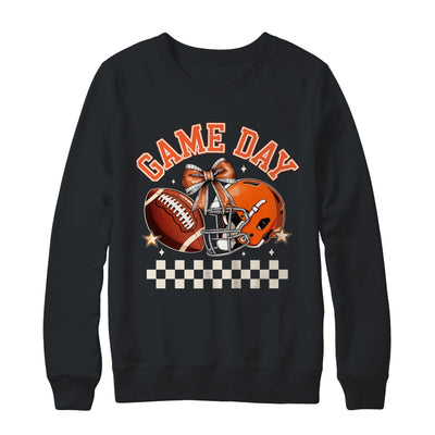 Vintage Football Orange Mom Coquette Bow Game Day Women Girl Shirt & Sweatshirt | siriusteestore