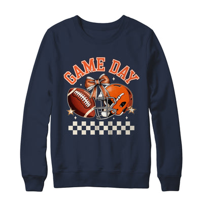 Vintage Football Orange Mom Coquette Bow Game Day Women Girl Shirt & Sweatshirt | siriusteestore