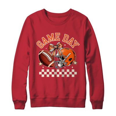 Vintage Football Orange Mom Coquette Bow Game Day Women Girl Shirt & Sweatshirt | siriusteestore