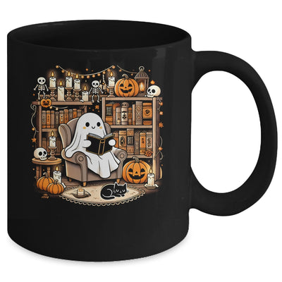 Vintage Ghost Reading Book Lovers Library Halloween Spooky Mug | siriusteestore