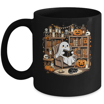 Vintage Ghost Reading Book Lovers Library Halloween Spooky Mug | siriusteestore